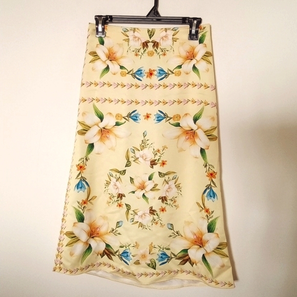 Rachel Zoe Bohemian Floral Satin Aline skirt - Picture 4 of 8